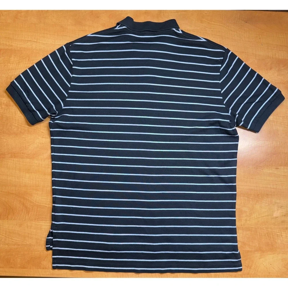 Polo Ralph Lauren Mens XL Black Striped Short Sleeve Cotton Polo Shirt